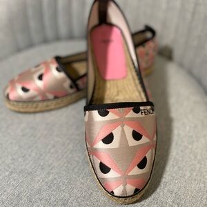 Fendi Pink Black Geometric Espadrilles